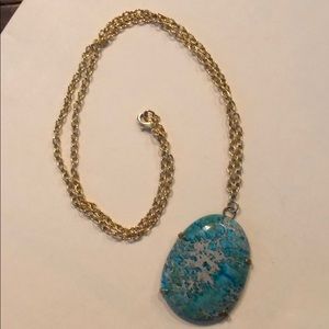 Turquoise Long Chain Statement Necklace